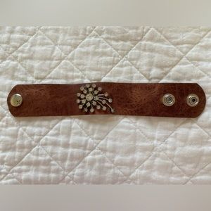 Leather & Vintage Rhinestone Bracelet